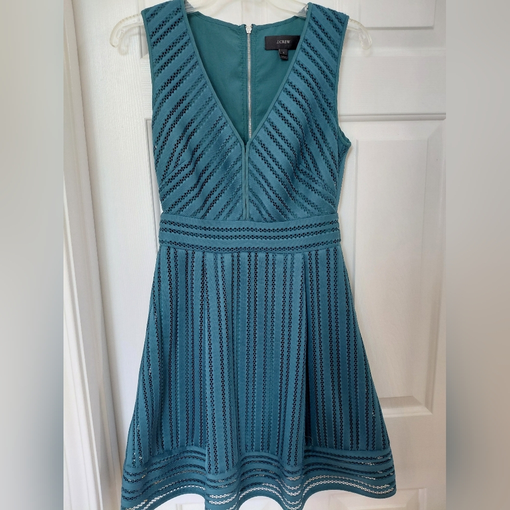 J. Crew Teal Sleeveless V-Neck Mini Dress